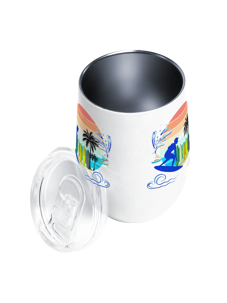 Sunset Surfer Wine Tumbler gift for surfer friends sons dads colleagues product image (3)