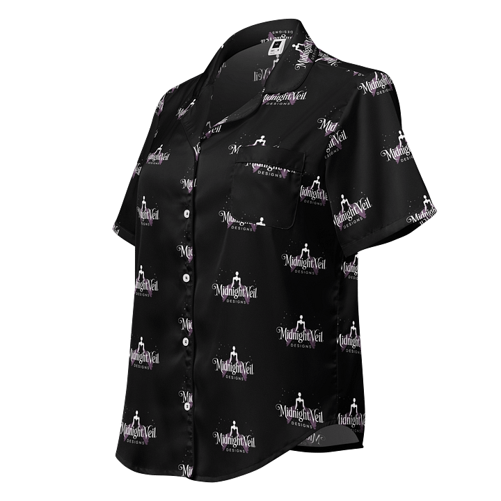 Midnight Veil Designs - Black All-Over Print Women's Short Sleeve Pyjama Top product image (1)