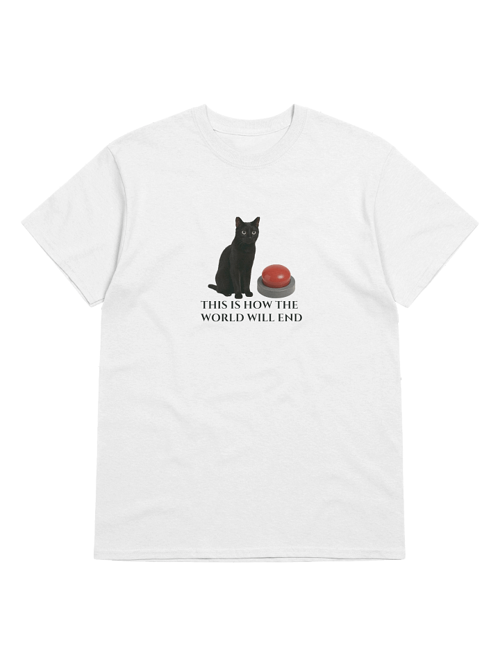 Apocalyptic Cat and Red Button T-Shirt product image (6)