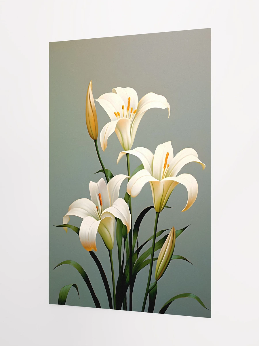 Elegant Easter Lily Poster: Realistic Botanical Wall Art for Tranquil Home Decor Matte Poster product image (4)