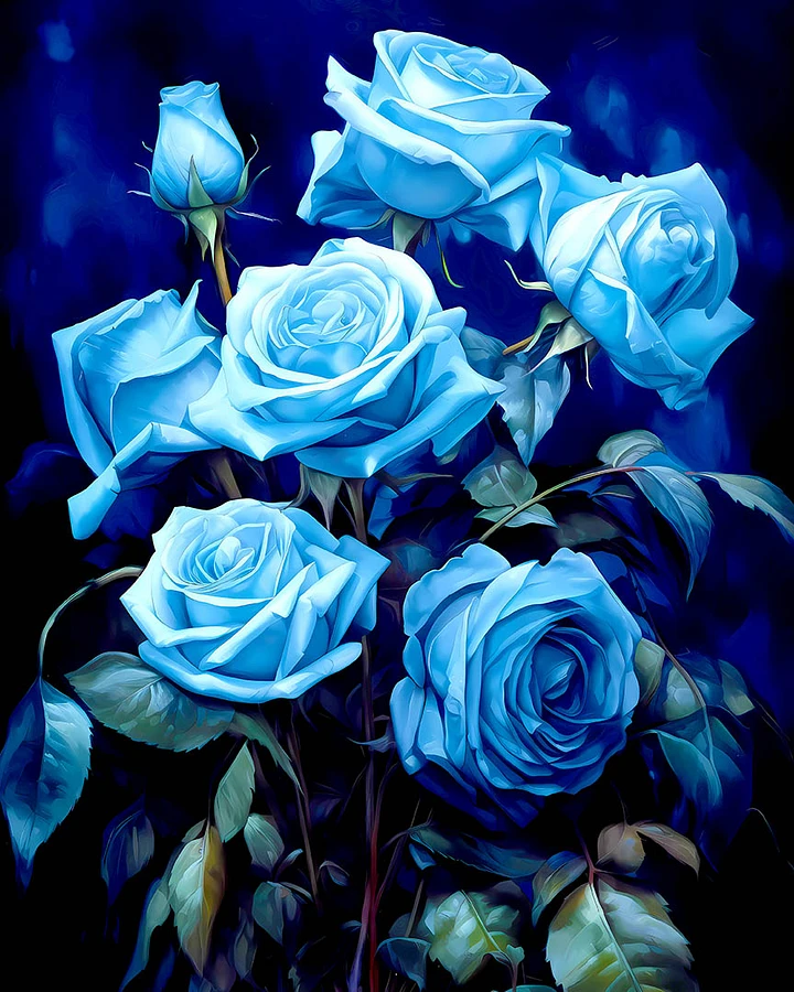Enigmatic Elegance: Sapphire Blue Roses in Bloom Matte Poster product image (1)