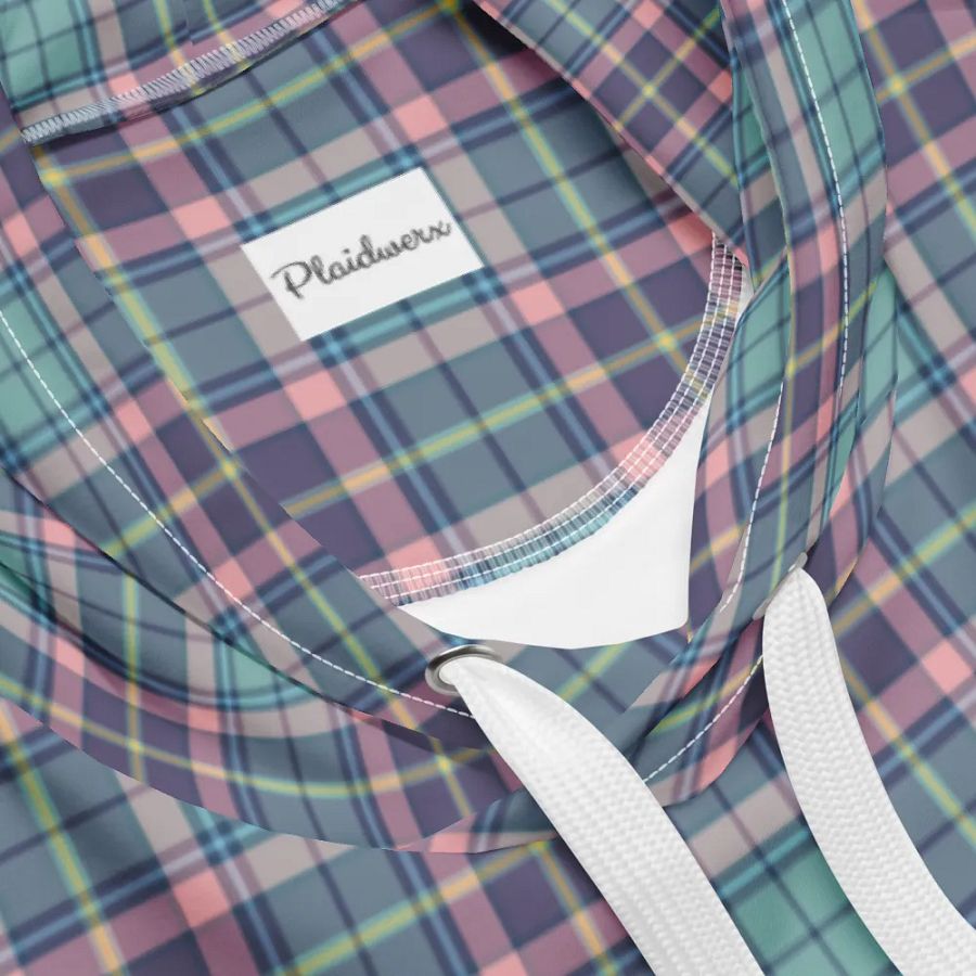 Light Green, Purple, and Pink Plaid Hoodie product image (10)