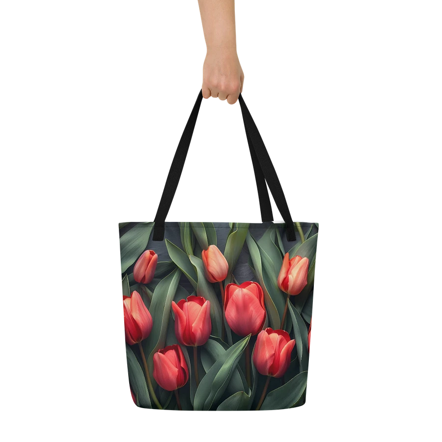 Tote Bag: Red Tulips Flowers Trendy Spring Floral Patterns Art Design product image (9)