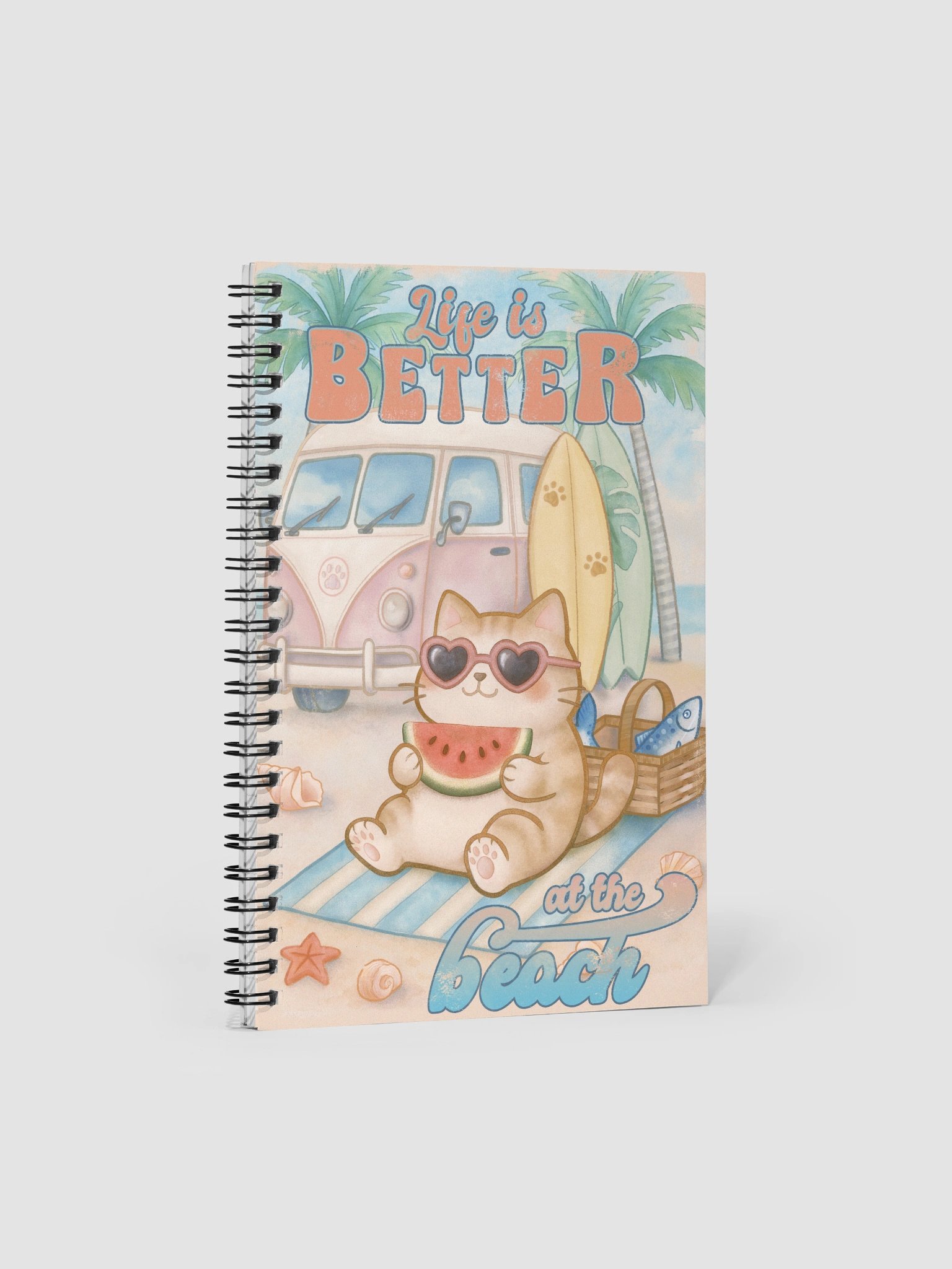 Summer Surf Cat - spiral notebook product image (3)