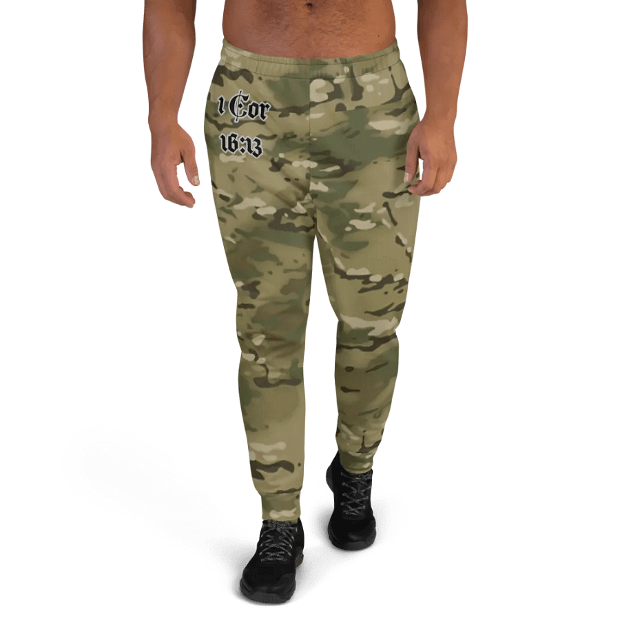 Faithful Camo: 1 Corinthians 16:13 Male Joggers - Multicam product image (2)