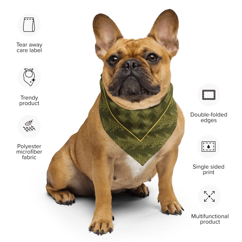 “Diagonal Stripe of Feathery Fronds” Bandana in Green product image (6)