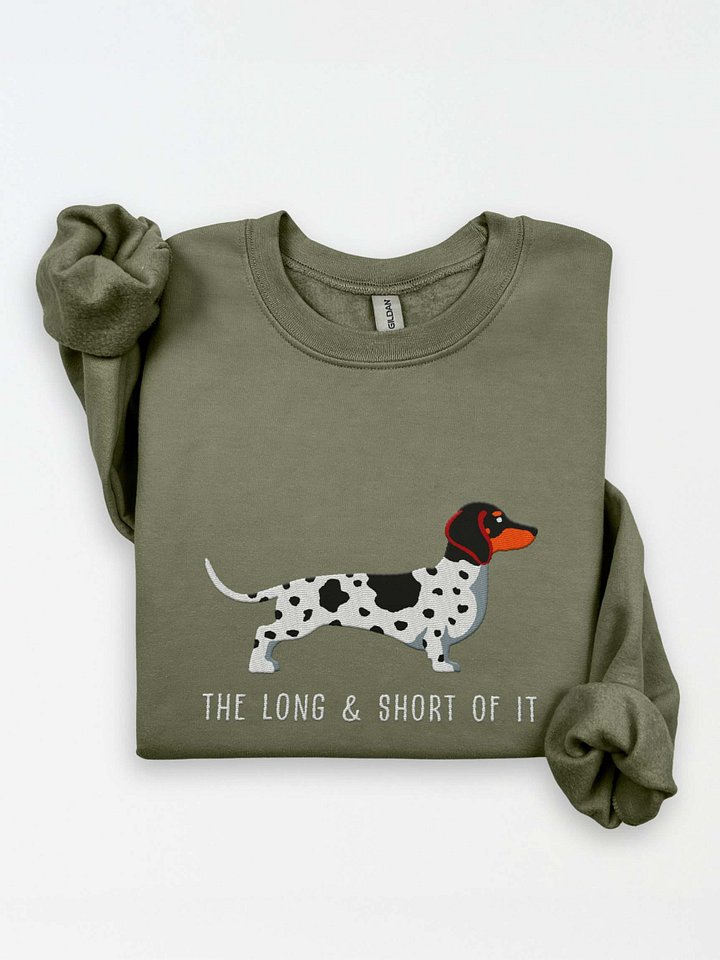 The Long and Short of It Sweatshirt (Embroidered) of a Dachshund(Piebald Black) product image (1)