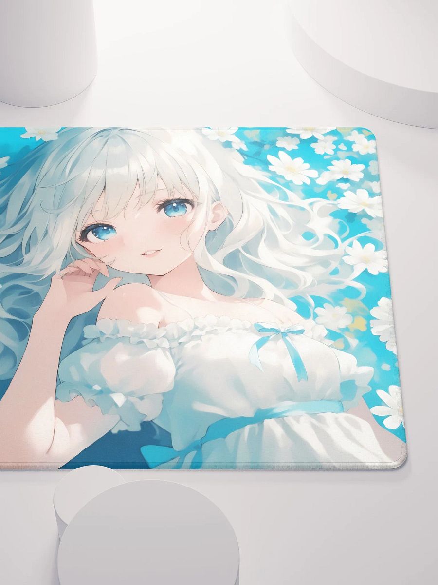 Cute anime girl in flower field gaming mouse pad product image (5)