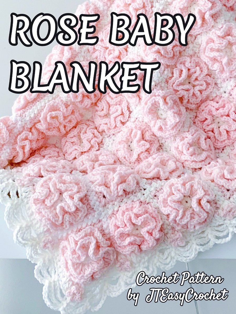 Rose Flower Baby Blanket Crochet Pattern, Floral Granny Square Throw Blanket, Boho Home Decor product image (6)