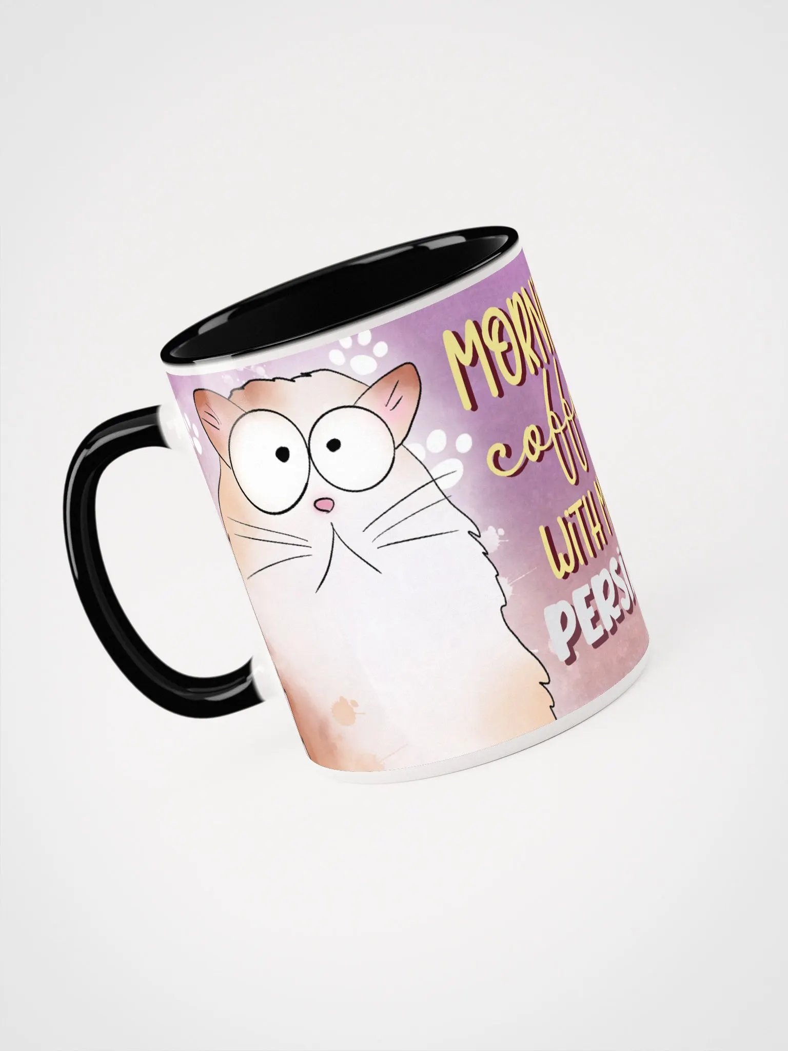 Morning Coffee With My Persian Cat Accent Mug product image (3)