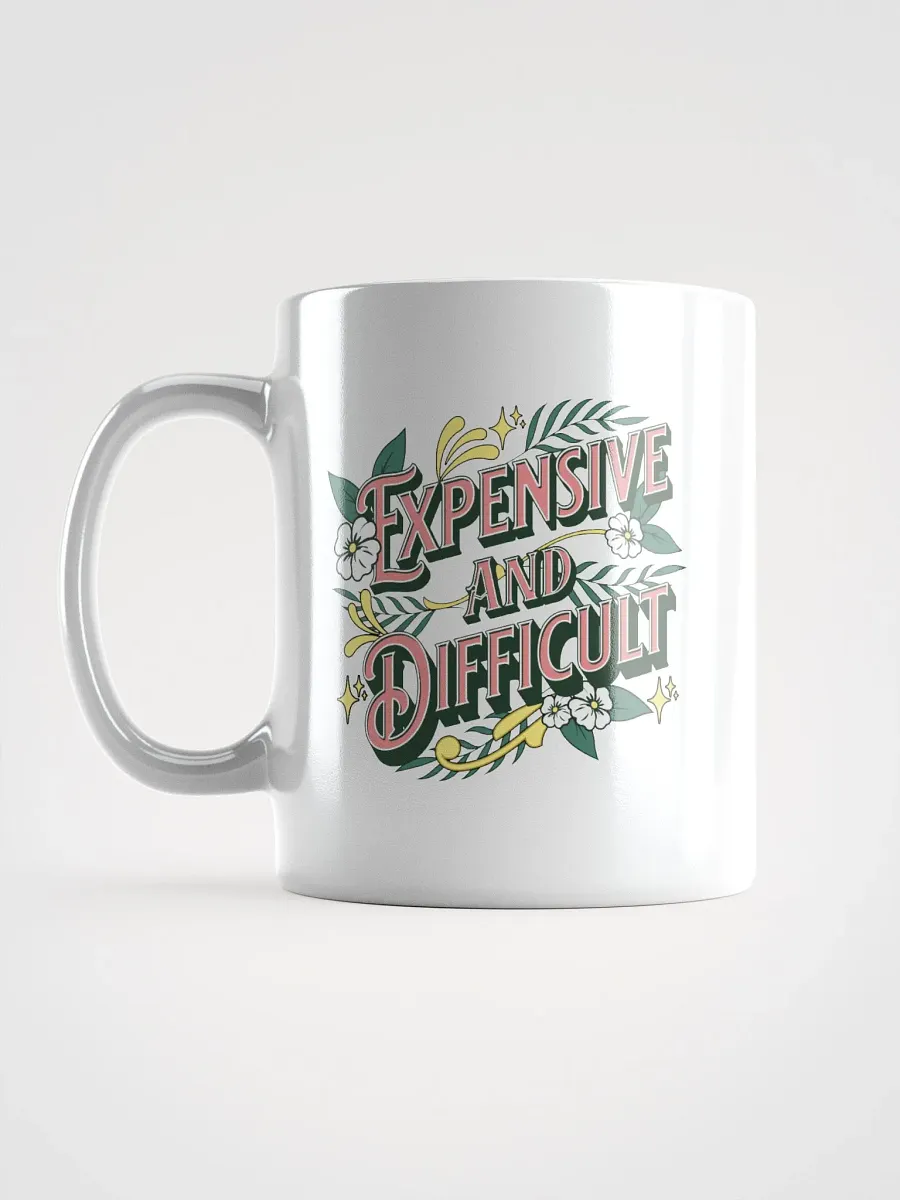 Expensive And Difficult Vintage Floral White Glossy Mug product image (1)
