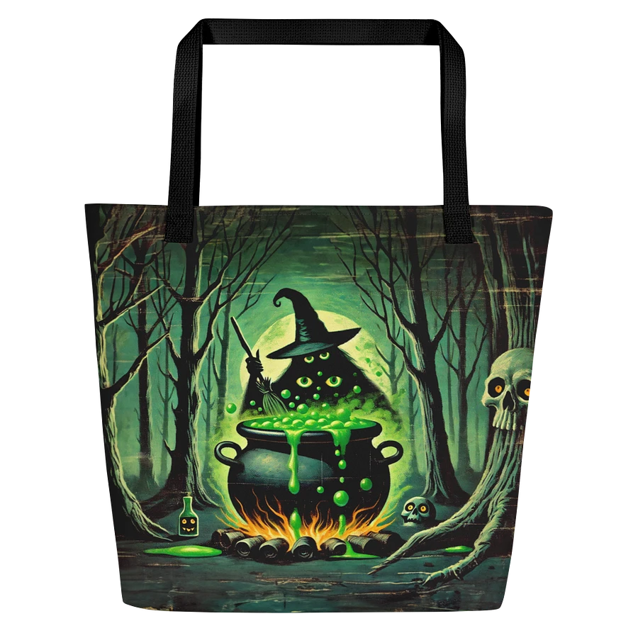 Cauldron Monster Large Halloween Tote Bag (Distressed Look) product image (3)