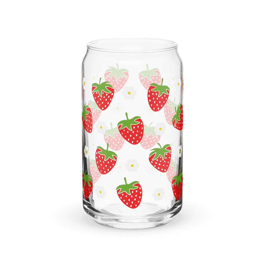 Berry and Daisies Cute Glass Can product image (2)