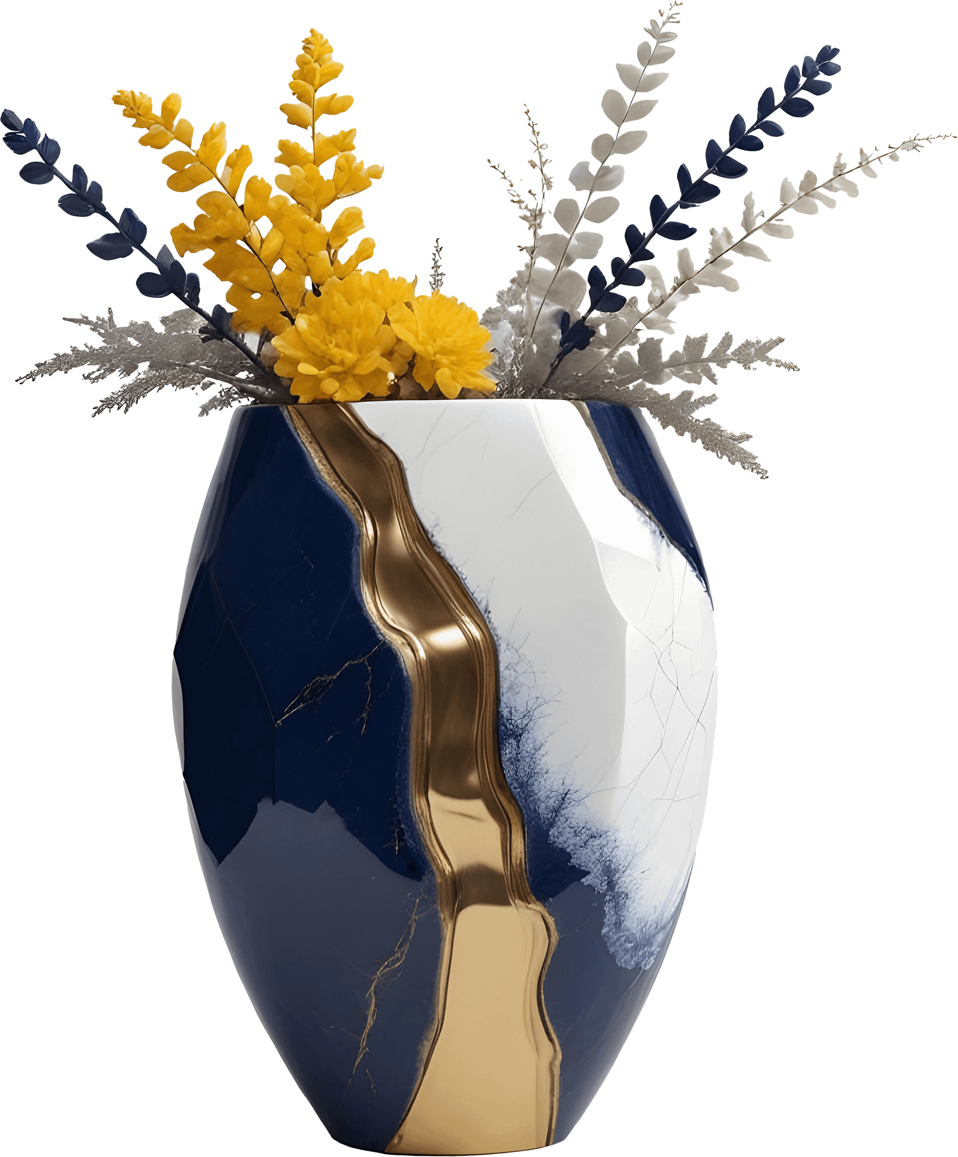 Golden Tides – Tropical Luxe Gold-Accented Vase PNG product image (1)