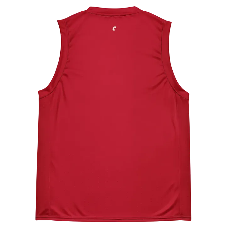 Recycled Unisex Red Basketball Jersey product image (2)