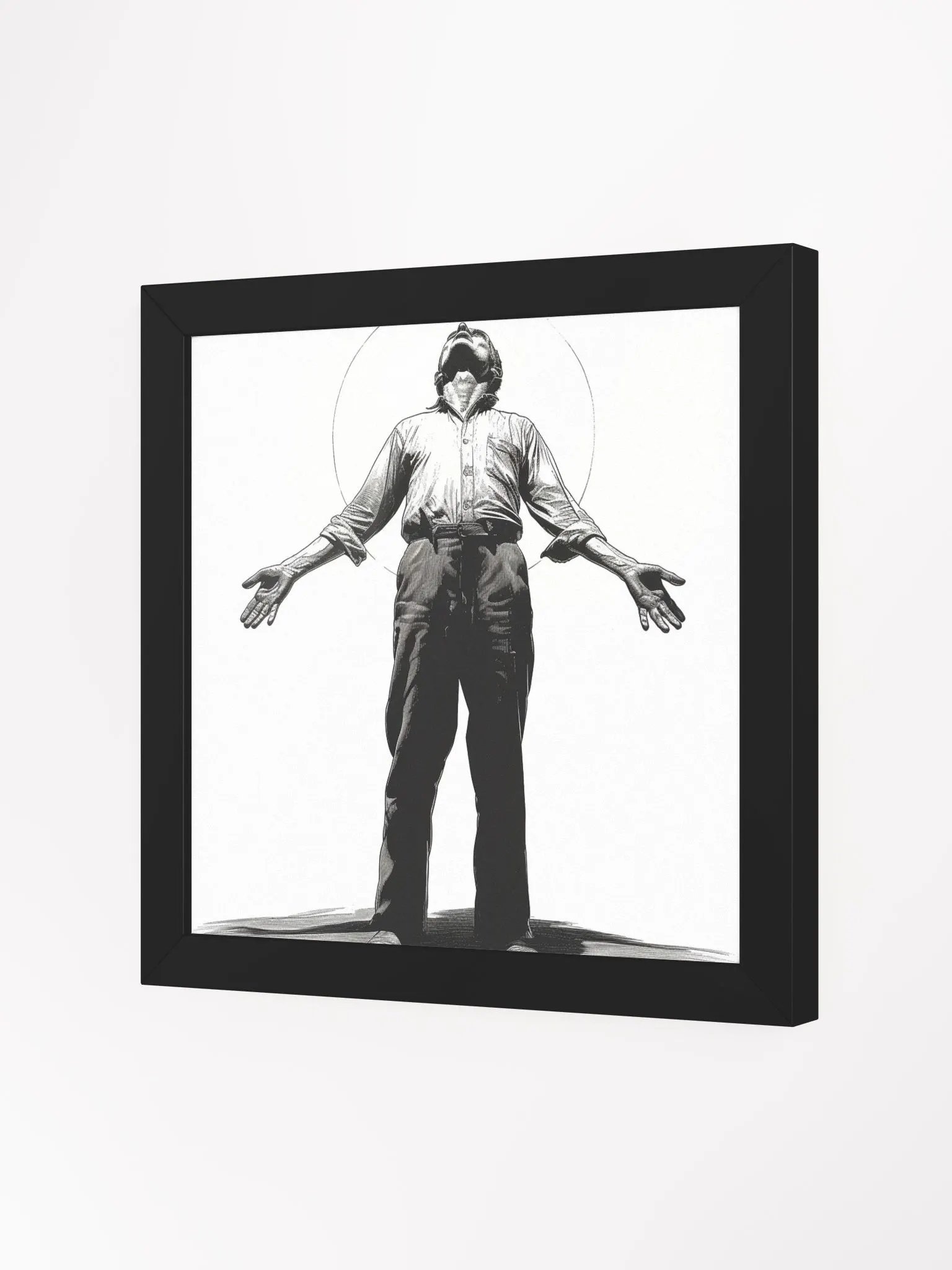 Black and White Drawing of Man Wall Art product image (20)