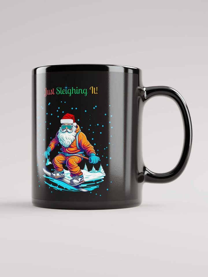 Santa Claus Snowboarding Black Mug product image (1)
