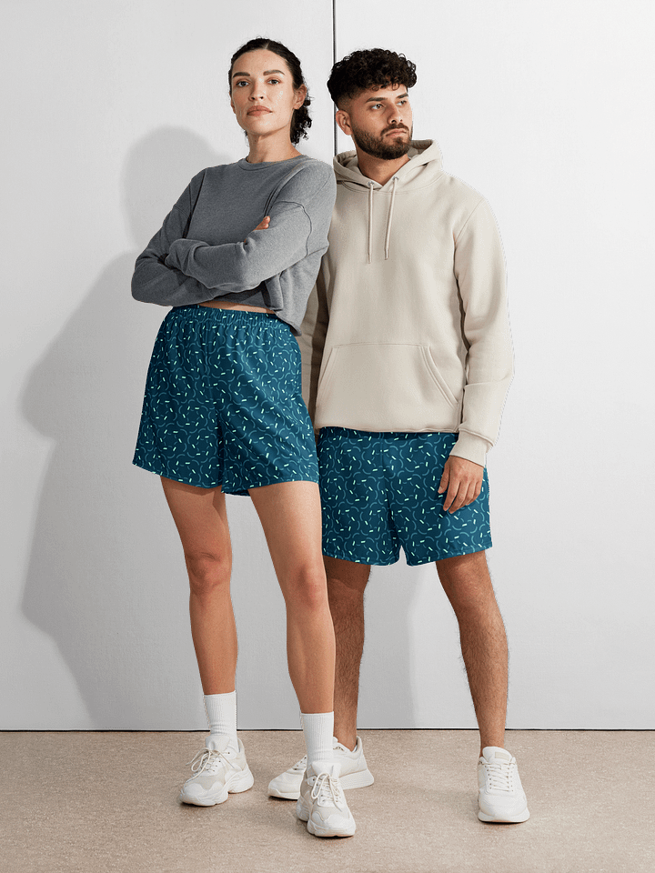 Blue Flux Geometric Pattern Long Shorts product image (1)