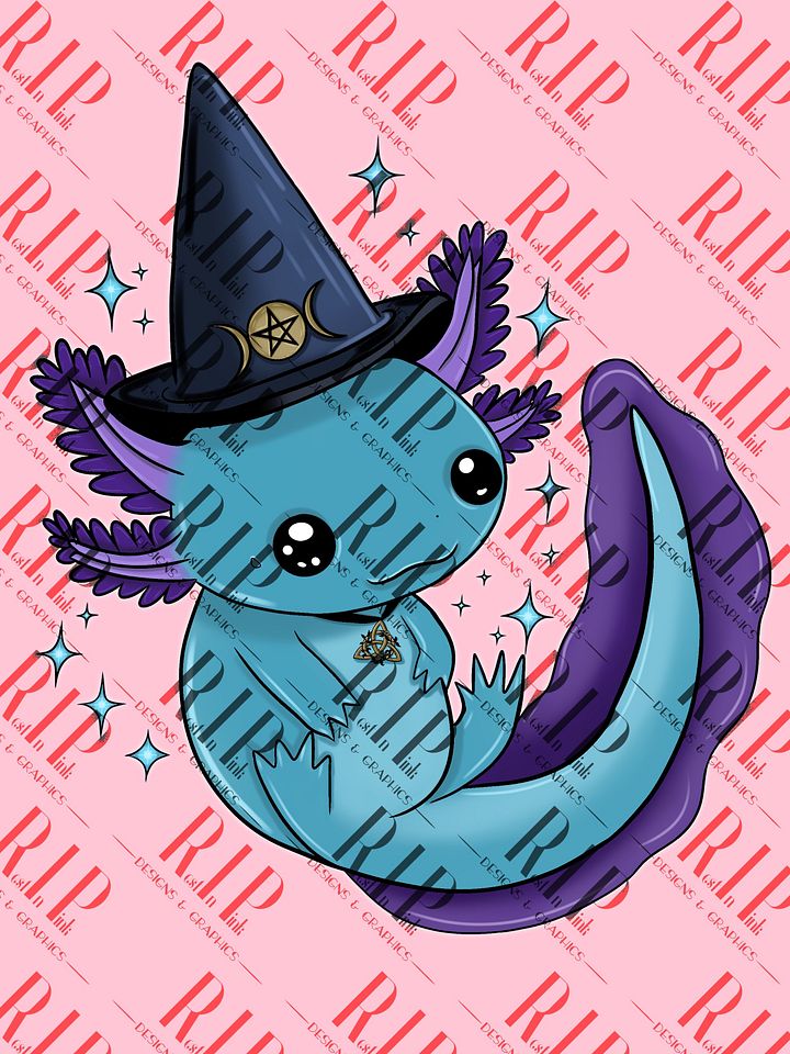 Whimsical Wicca - Axolotl Digital Download PNG - Full Color & Outline version product image (1)
