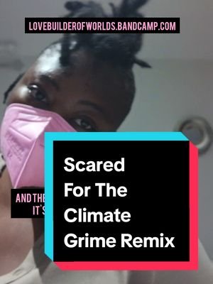 I made a grime remix because at the end of the day, you can't take the East London out the girl. exclusive to Bandcamp so runnnnn.  video description: a dark skin person with a locs mohawk and pink mask in a beige top in a beige room. 