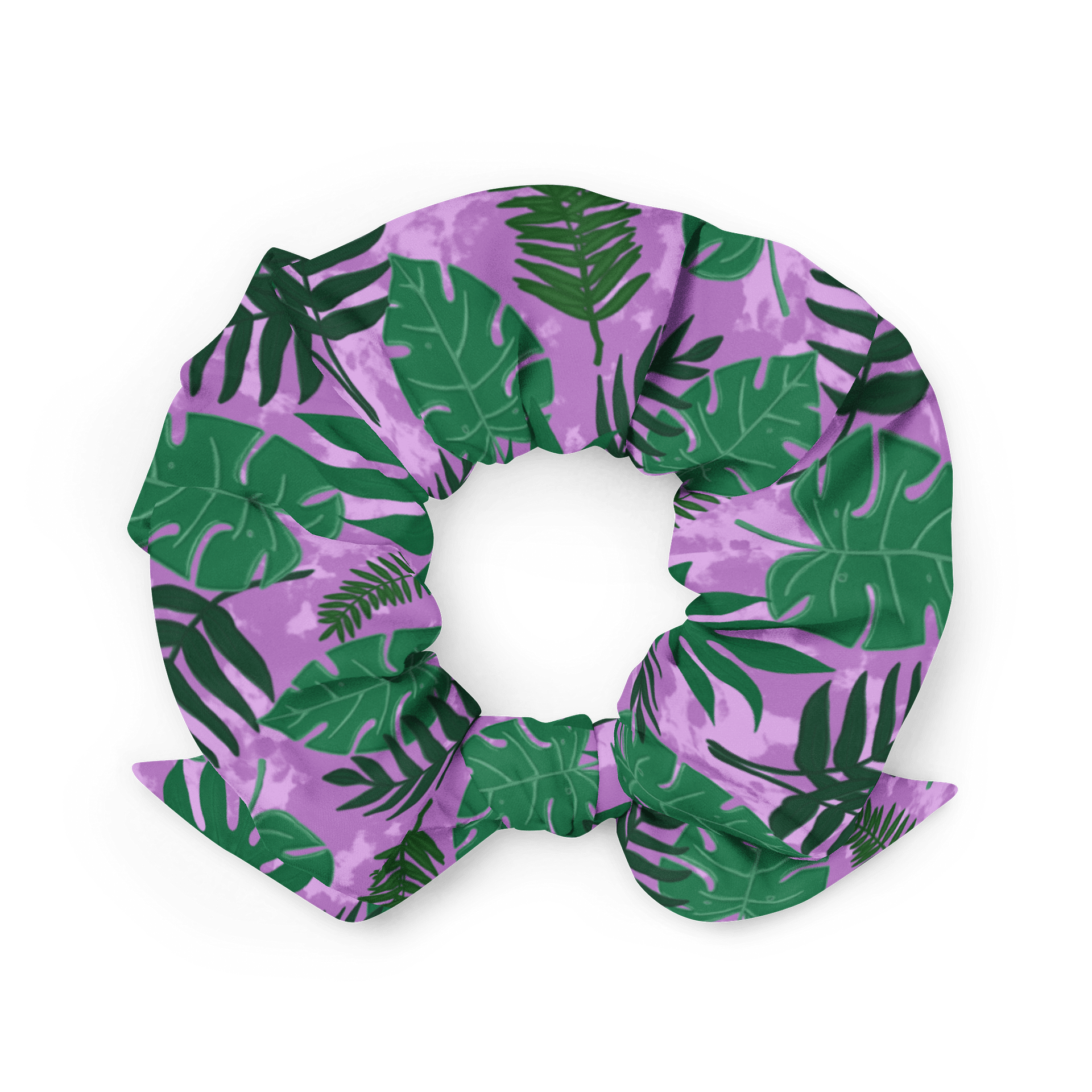 Jungle Leaves Pattern-Purple Background Scrunchie product image (3)