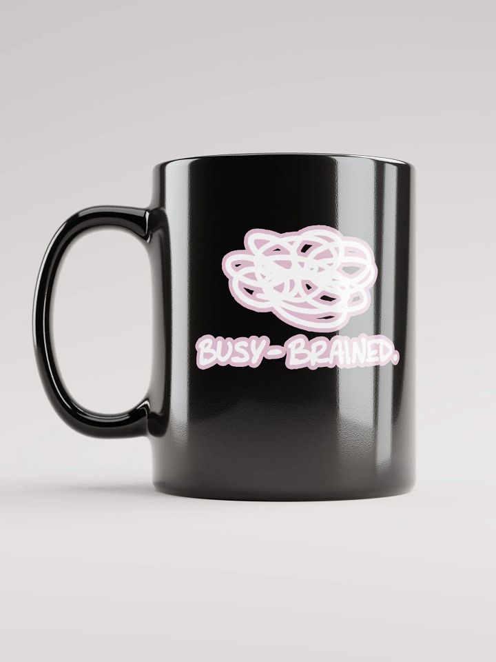 *not* mentally linear (lined design, #E1B9CE) glossy black mug product image (1)