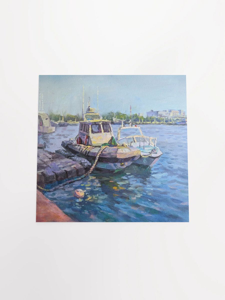Harborside and Boats-Oil Painting Paper Poster product image (4)