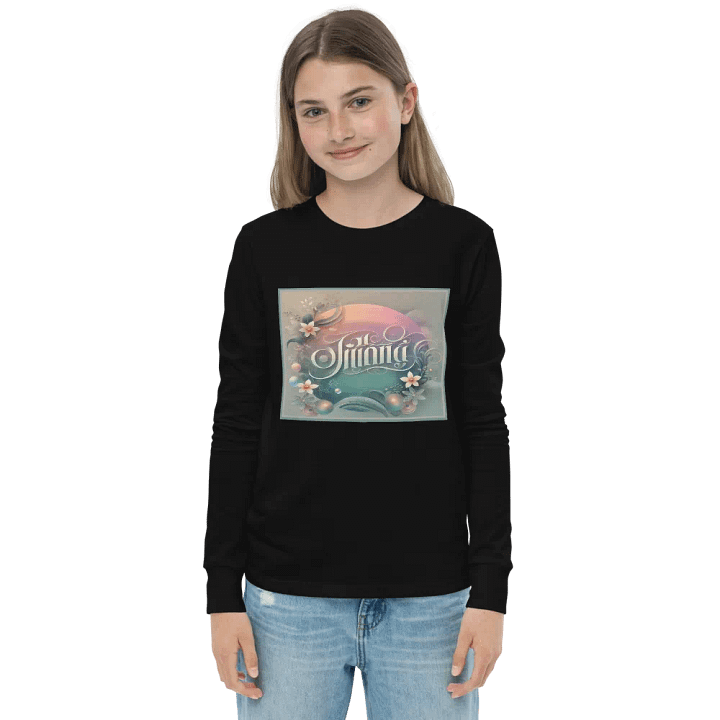 Whimsical Floral Script Youth Long Sleeve T-Shirt product image (1)