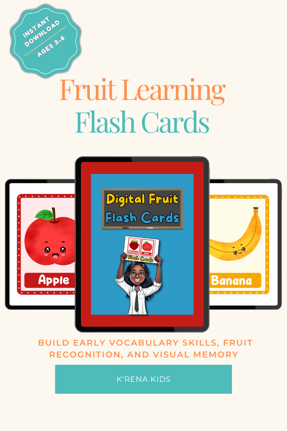 Digital Fruit Flash Cards product image (1)