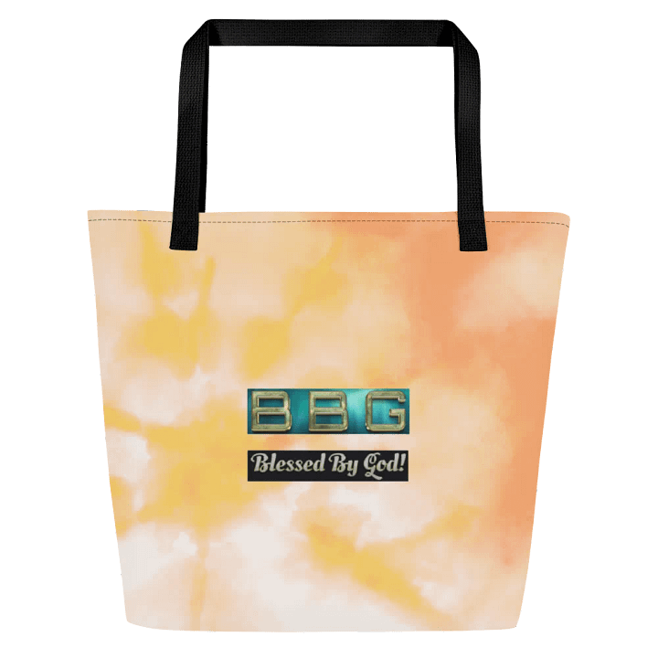 Orange Tie-Dye Tote Bag with Pocket-Green BBG (No Logo) product image (2)