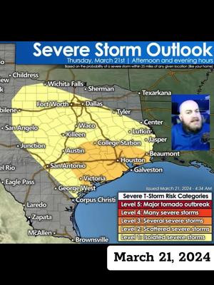 march 21, 2024 #Texas #severe #storm outlook and expected rainfall total 