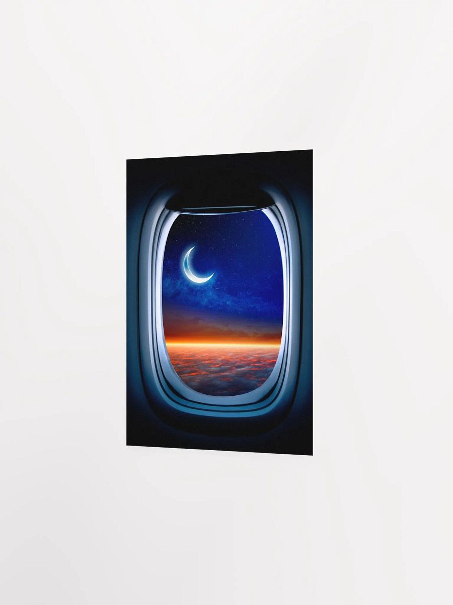 Airplane porthole/window and Moon — Photo paper glossy poster. Space poster, space print, travel gift product image (7)