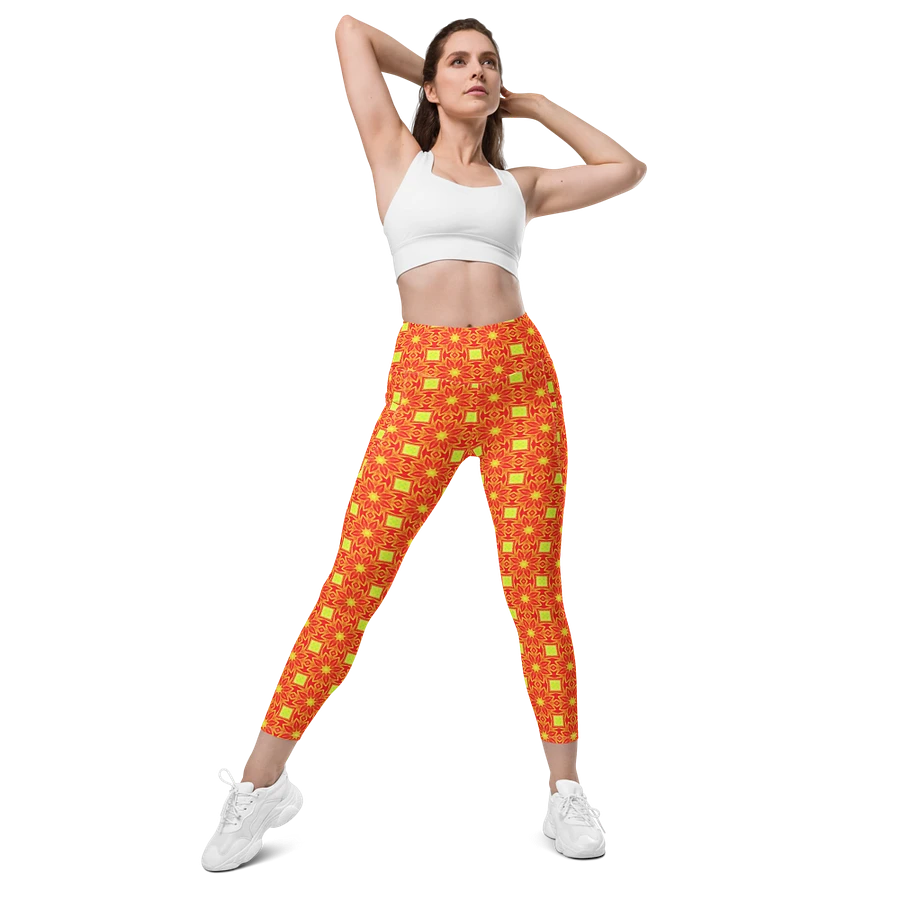 Abstract Repeating Orange Flower Leggings product image (6)