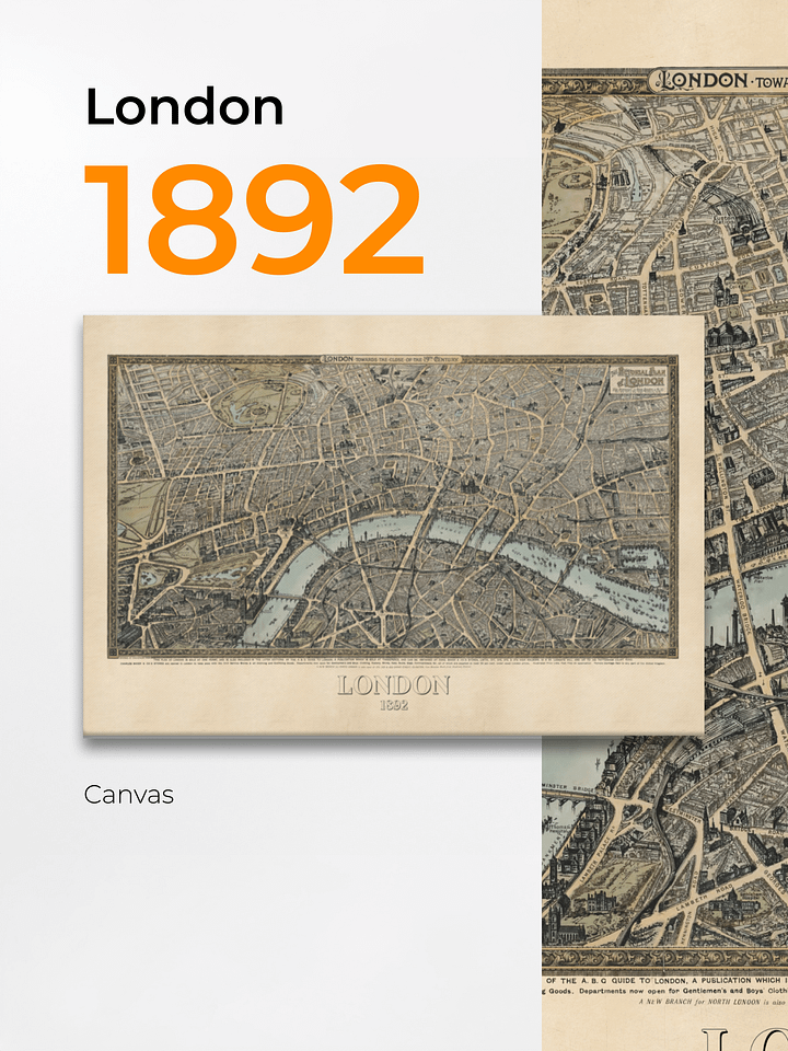 London 1892 Canvas Print – Hand-Drawn Historic City Map product image (1)