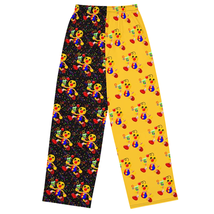 Split Yellow and Arcade All-Over Boyoyoing Clown Soda Unisex Wide-Leg Pants product image (2)