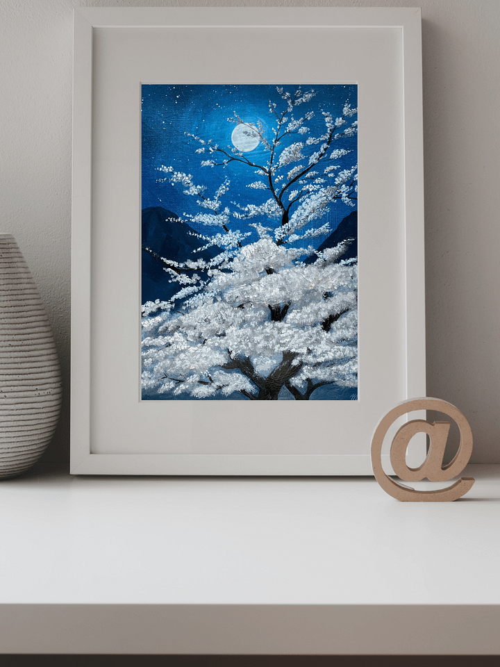Moonlit Serenity – Sakura Taihaku Painting – Original Acrylic product image (2)