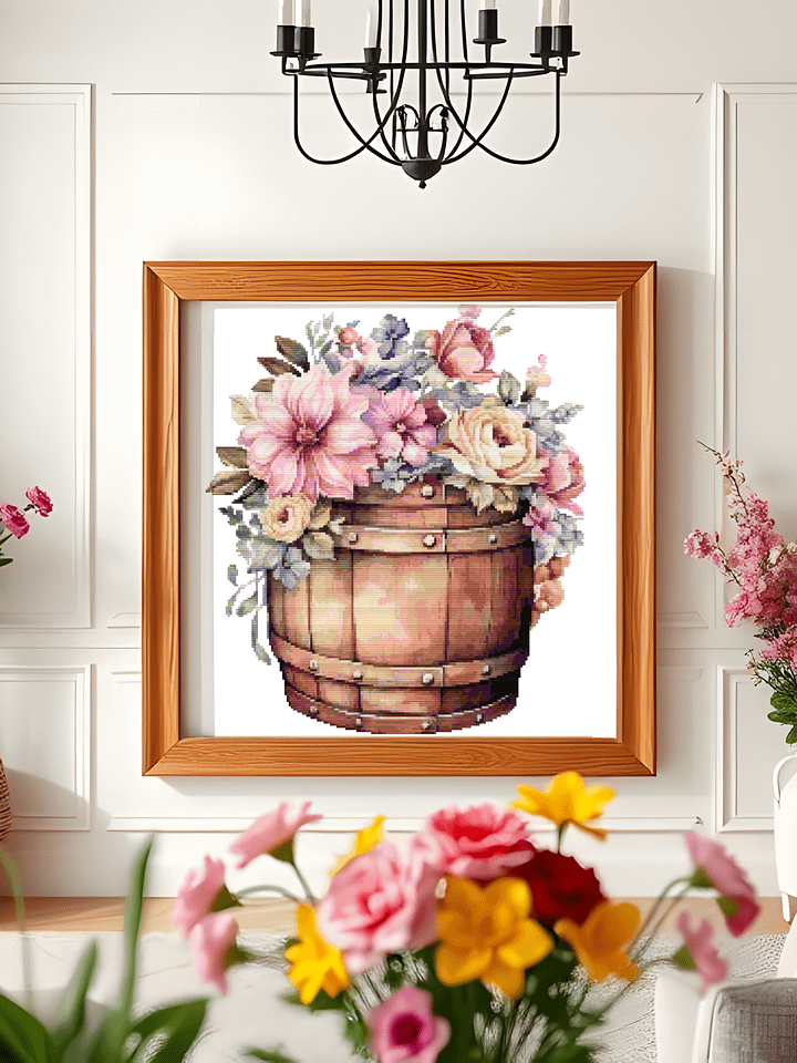 Blossom Barrel Cross Stitch Pattern product image (1)