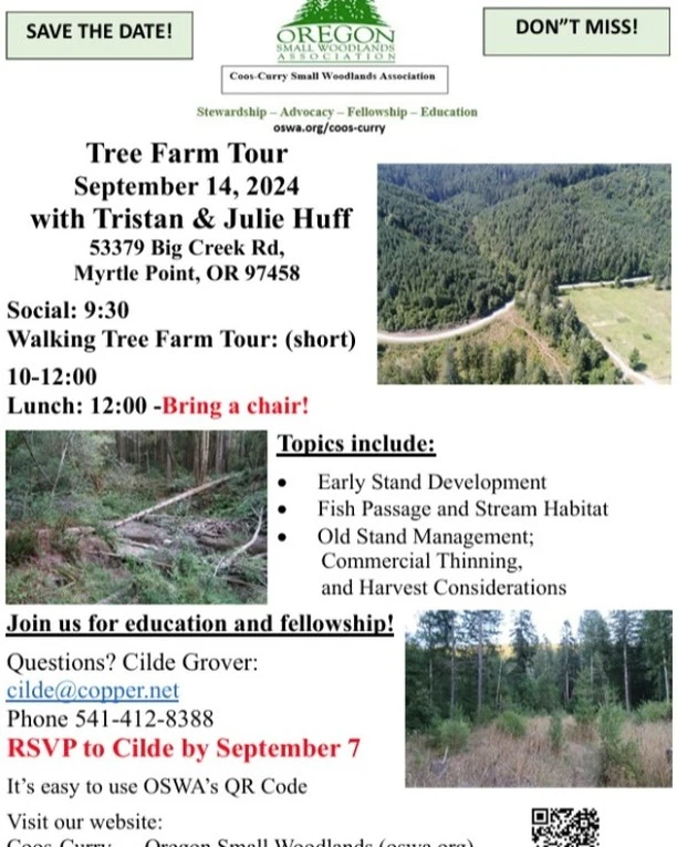 DSWA is partnering with our friends and neighbors in the Coos-Curry chapter of OSWA!

CCSWA is planning a woods tour Saturday...