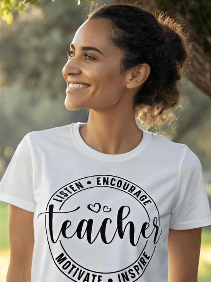Teacher Listen Encourage Motivate Inspire - Women's White T-Shirt product image (1)