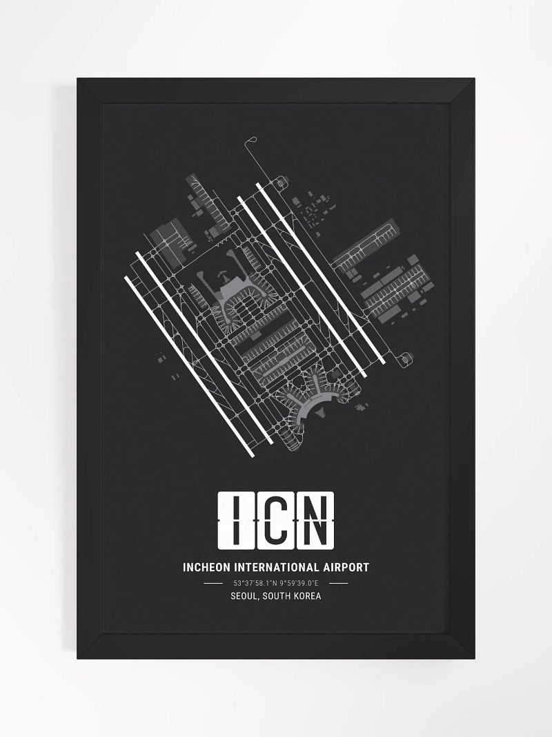 Framed Airport ICN Premium Map On Matt Paper