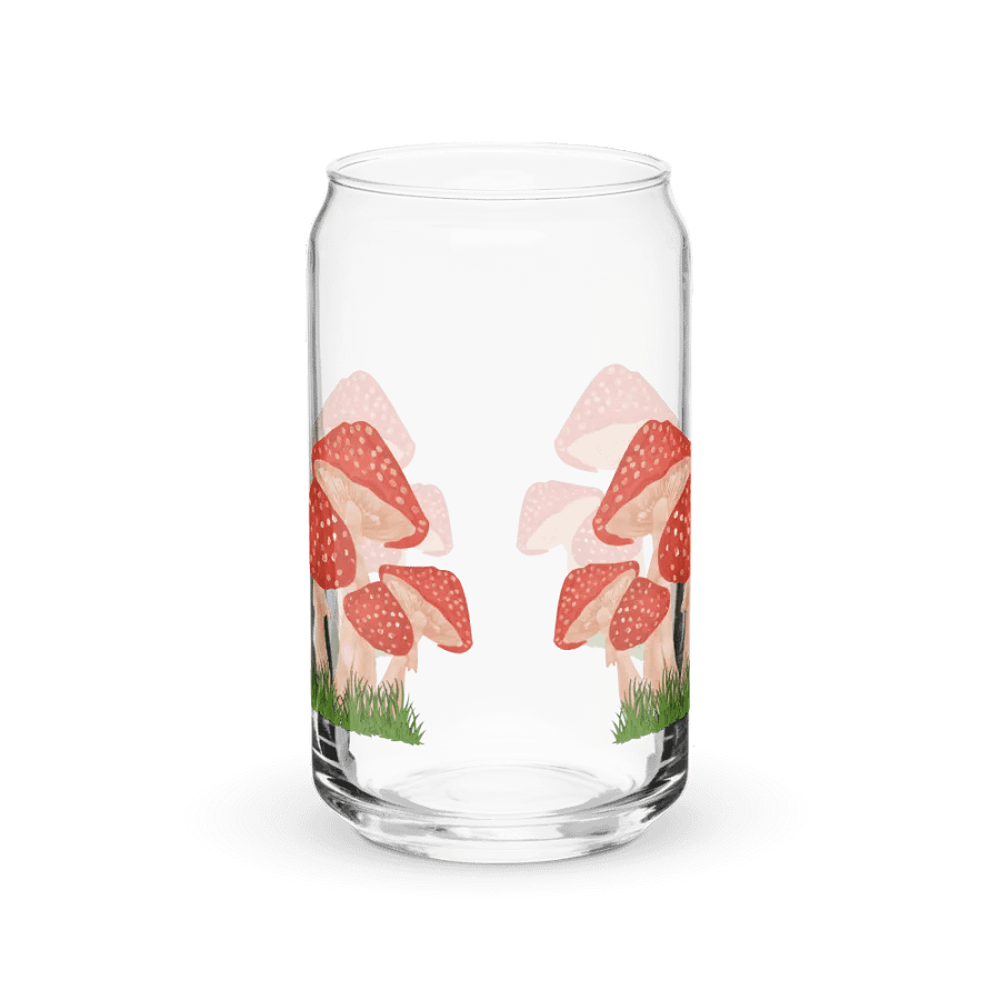 Mushroom Print Glass Can Cup With Or Without Lid product image (2)