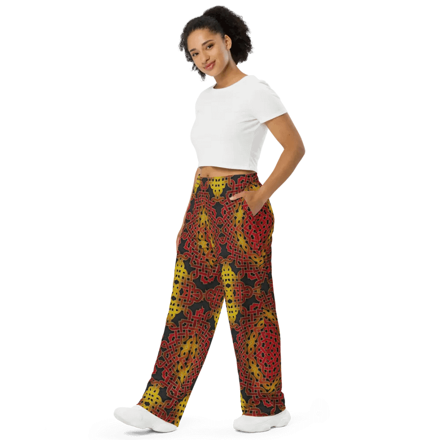 Orange and Gold Celtic Knot Kaleidoscope Wideleg Pants product image (7)
