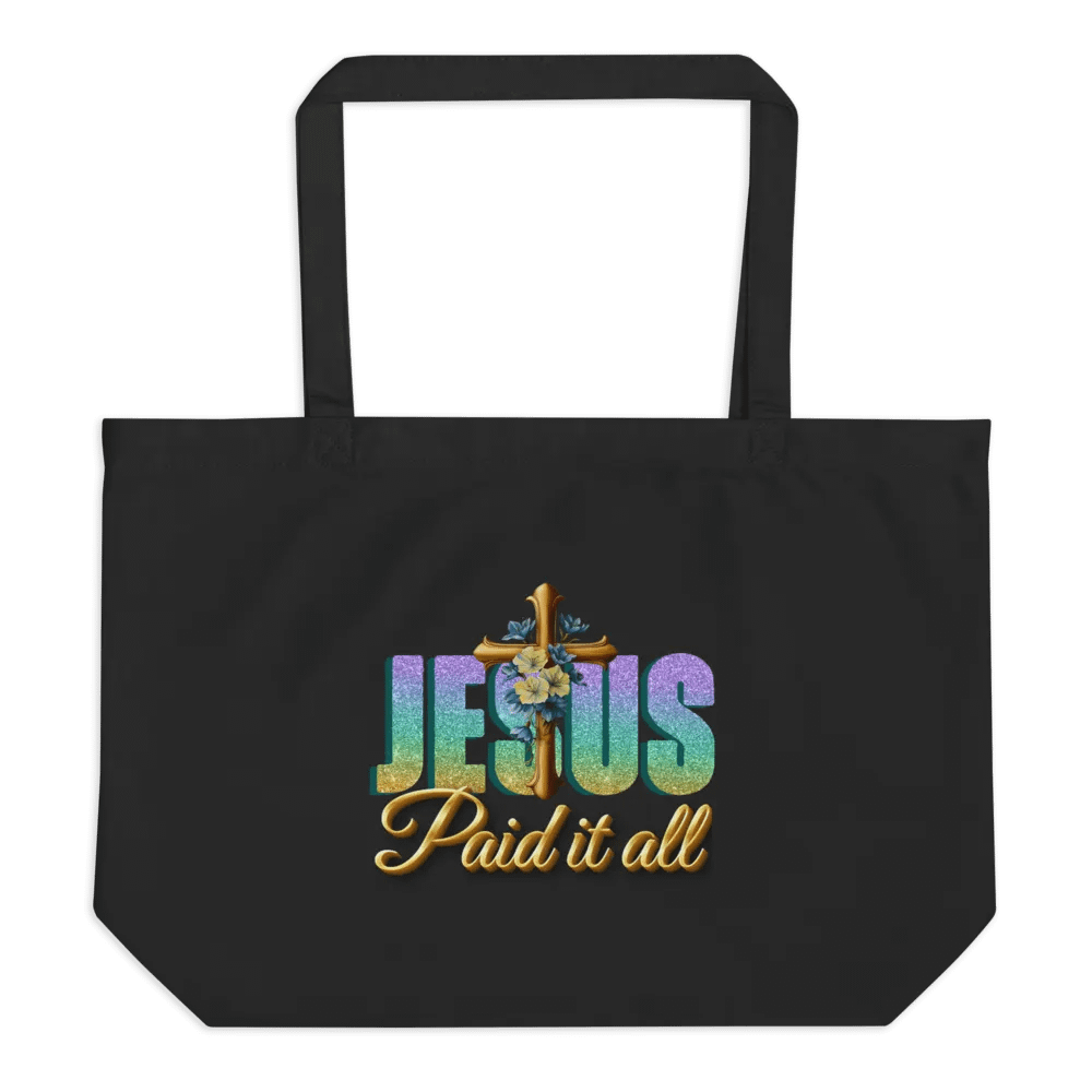 JESUS Paid It All Organic Christian Faith Tote Bag product image (1)