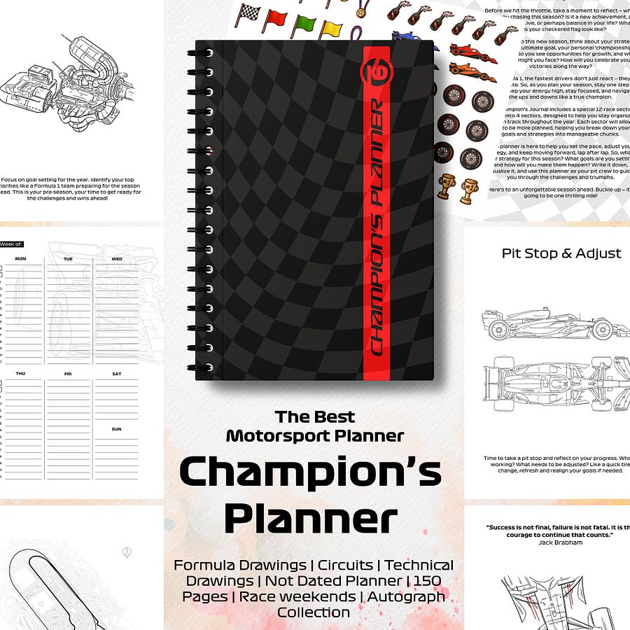F1 Champion's Planner, Formula 1 calendar, Not dated F1 planner, Business planner, Budget planner, Diary, F1 gift, Formula 1 stickers product image (1)