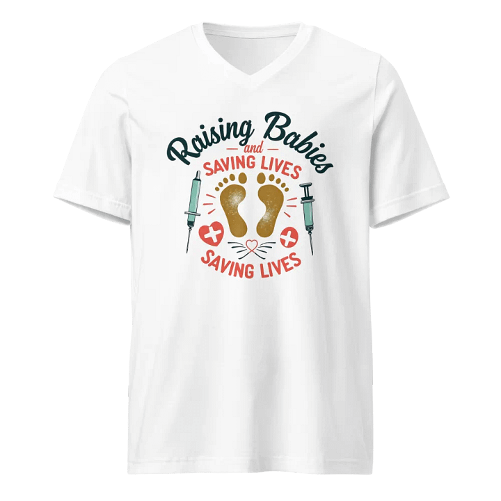 medical moms,Raising Babies and Saving Lives V-Neck Tee product image (1)