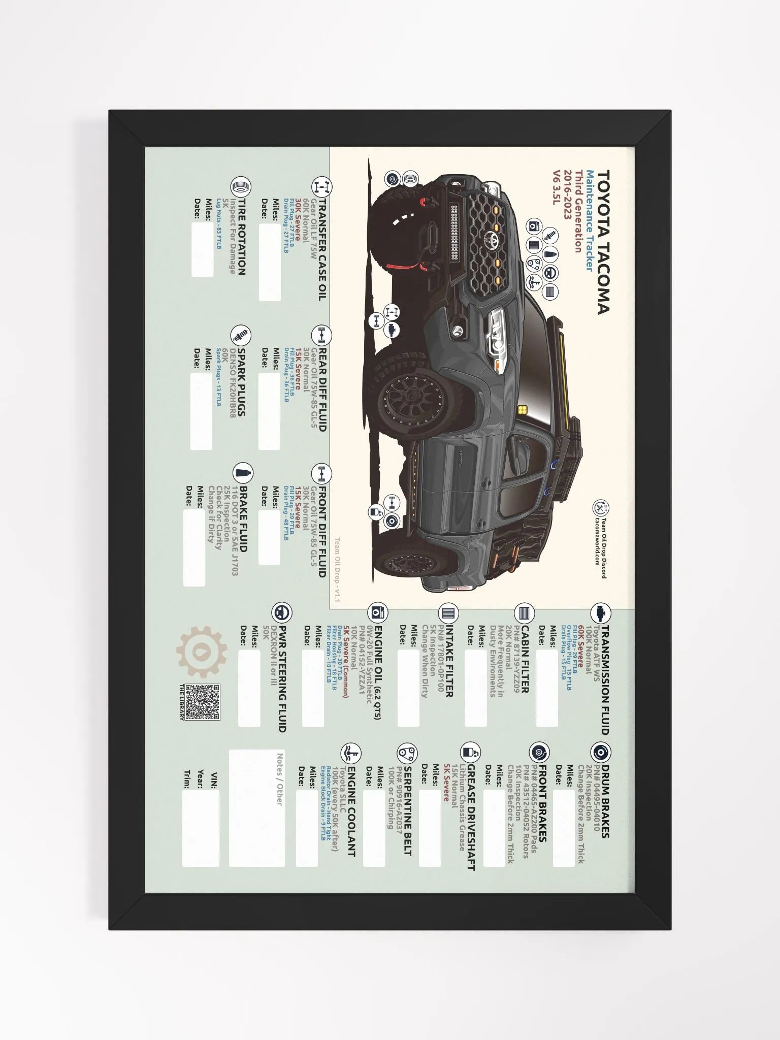 3RD GEN MAINTENANCE TRACKER V1.1 - Black (Framed) product image (2)