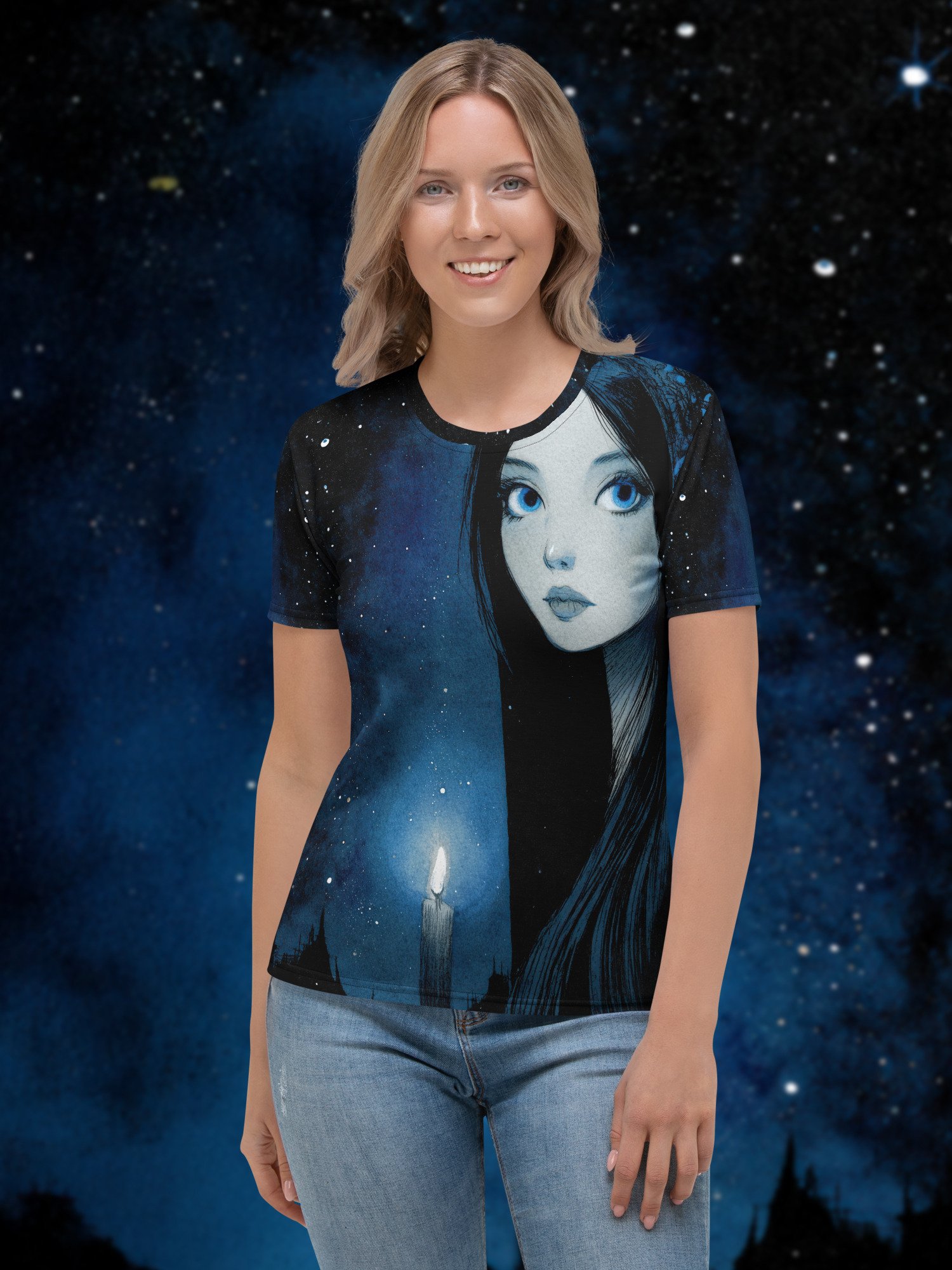 Ethereal Nightfall – Gothic Anime Girl T-Shirt product image (1)