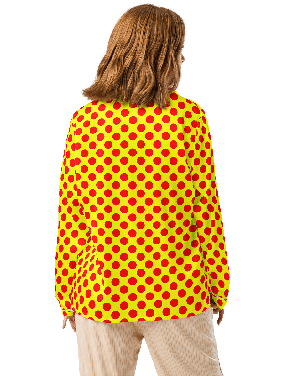 Red Polka Dots on Yellow Women's Long Sleeve Pajama Top product image (4)