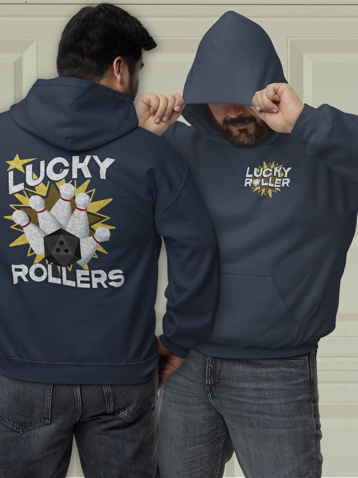Retro Bowling Team Hoodie for Board Gamers - D20 Lucky Rollers product image (1)