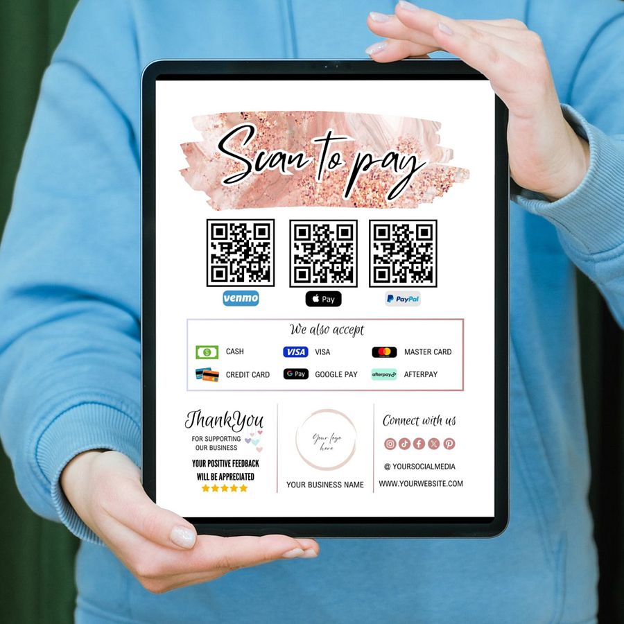 Roseanne - Scan To Pay QR Code Sign Template product image (9)